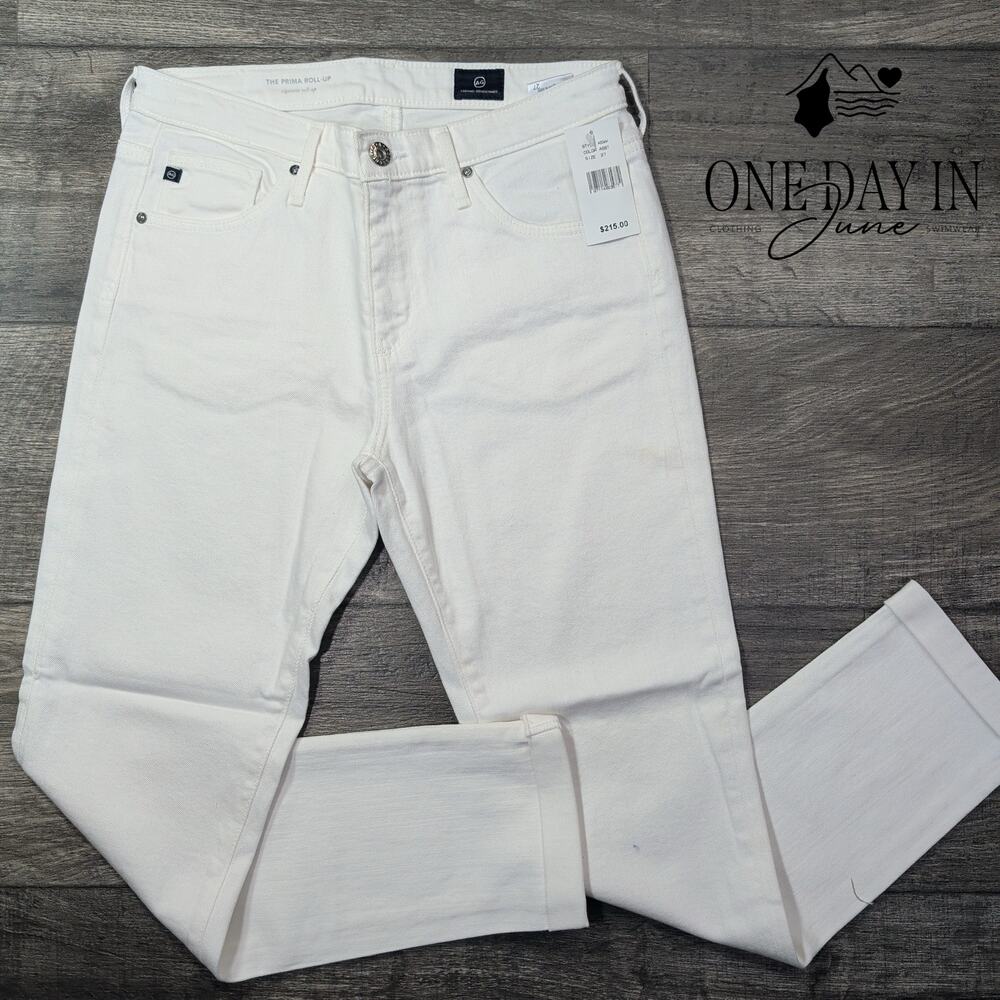 AG Adriano Goldschmied Prima Roll Up Cigarette Jeans White NWT Size 4 (27)
